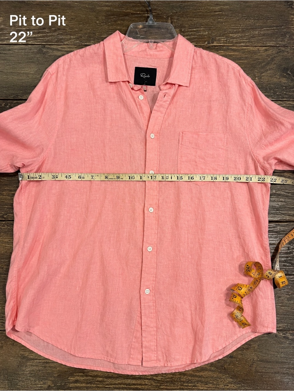 NWT Rails Mykonos Agate Linen Rayon Shirt Coral Pink Men’s Large MSRP $148 - Picture 10 of 11